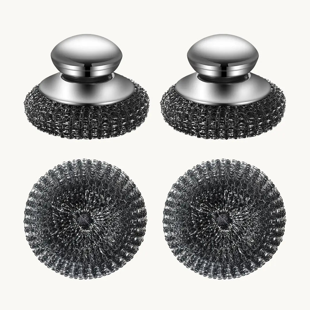 2 Pcs & 2 Replacements Stainless Steel Scouring Pad